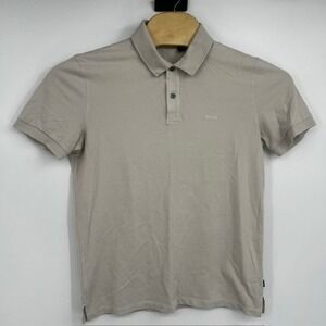 BOSS Hugo Boss Men's Beige Cotton Pique Short Sleeve Polo Shirt Size Large